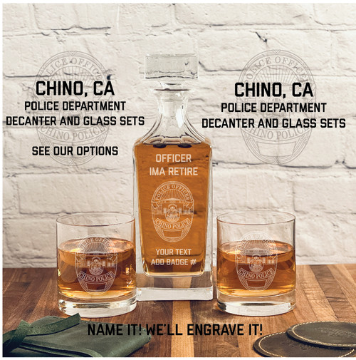 Chino Police Badge Custom Whiskey Decanter Set