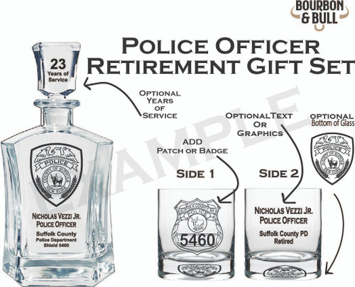 Muskegon Police Department Badge - Whiskey Decanter Retirement Gift Set - Whiskey Glass - Pint Glass