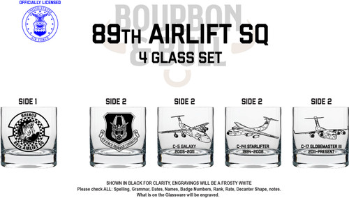 89th Airlift Squadron Whiskey Glass Sets