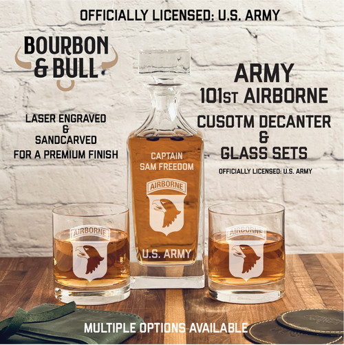 101st Airborne Custom Engraved Whiskey Decanter Set, engraved