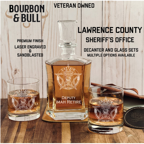 Lawrence County Sheriff Badge Whiskey Decanter Set