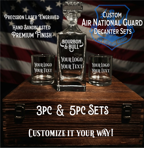 Custom ANG Decanter Set in Handcrafted Wooden Box – Bourbon Lover's Premium Presentation Gift