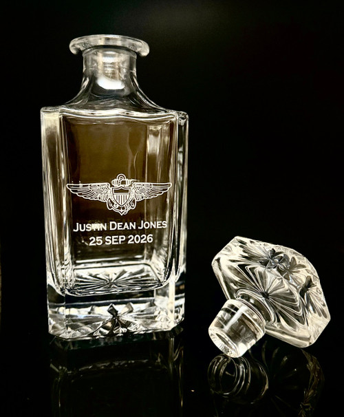 Military Aviator Winging Gift - Engraved Vintage Decanter - engraved whiskey decanter