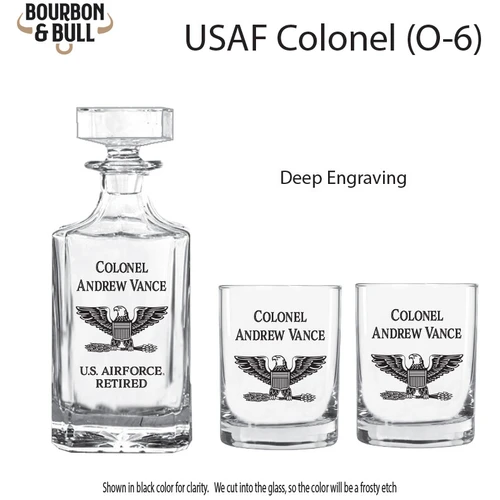 Colonel Retirement Decanter Set Bourbon and Bull Graduation