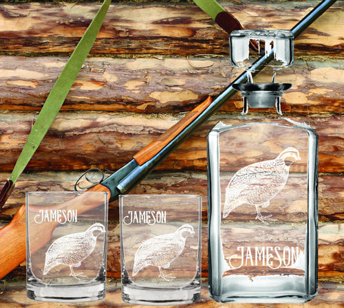 Quail Themed Whiskey Decanter Set