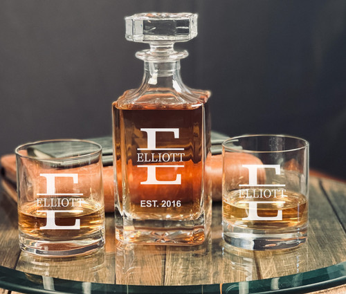 Personalized Housewarming Whiskey Decanter Set, engraved