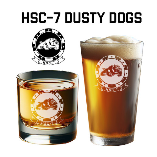 HSC-7 Dusty Dogs Navy Squadron Engraved Glasses