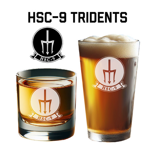 HSC-9 Tridents Navy Squadron Engraved Glasses