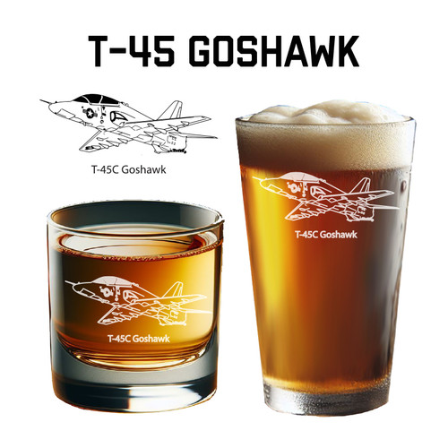 T-45 Goshawk Engraved Glassware