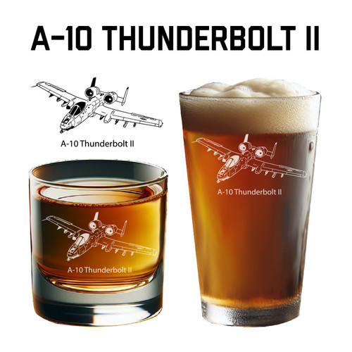 USAF A-10 Warthog Aircraft Engraved Glassware