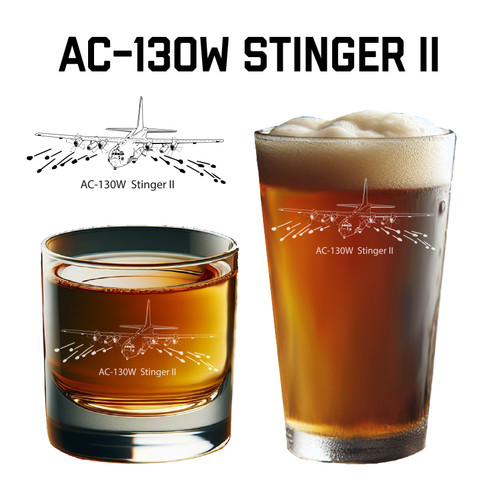 AC-130W Stinger II USAF Aircraft Engraved Glassware