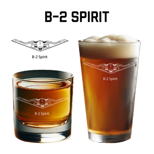 B-2 Spirit Air Force Engraved Glassware