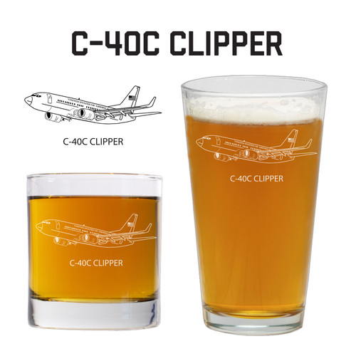 C-40C Clipper USAF Engraved glassware gift for pilot