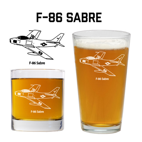 F-86 Sabre Engraved glassware Pilot Gift