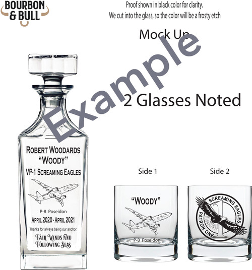 USS Dextrous Navy Ship Custom Engraved Whiskey Decanter, engraved
