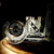 Custom US Army Mortar-man Whiskey Decanter Set, engraved, close-up