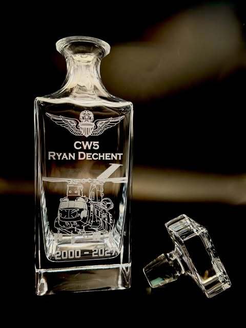 Engraved decanter, CW5 Ryan Dechent