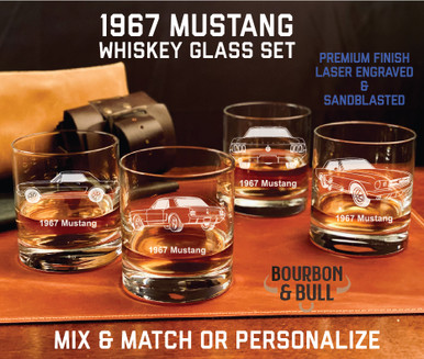1967 Mustang Engraved Whiskey Glass Sets