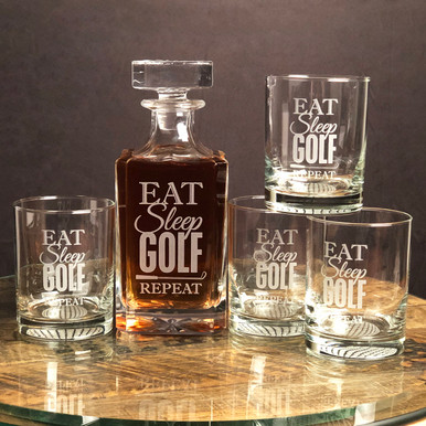 Golf Ball Whiskey Glass and Decanter Set by The Perfect Shot Whiskey Co. |  Perfect Golf Gift Decanter Gift Set | Decanter, 2 Golf Ball Whiskey Glass