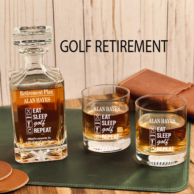 Golf Retirement Gift Whiskey Decanter Set
