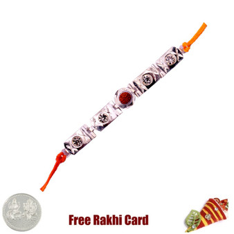 Jewelled Rudraksh Rakhi with Free Silver Coin