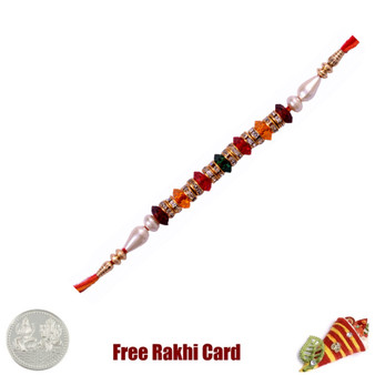 Handcrafted Fancy Rakhi with Free Silver Coin