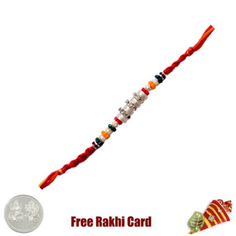 Glitter Colorful Fancy Rakhi with Free Silver Coin