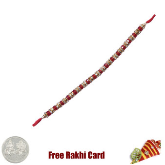 Blue Purple Stone Rakhi with Free Silver Coin