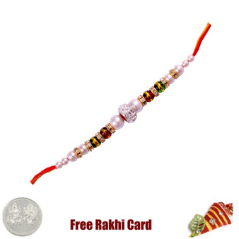 Pearl Stones Rakhi with Free Silver Coin