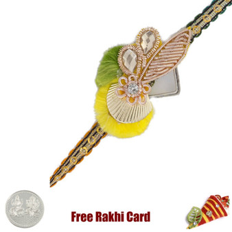 Elegant Zardosi Rakhi with Free Silver Coin - Canada