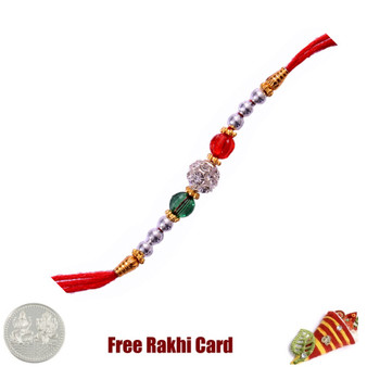 Three Color Fancy Rakhi with Free Silver Coin - Canada