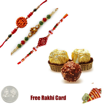 3 Rakhis with 3 Piece Ferrero Rocher - Canada