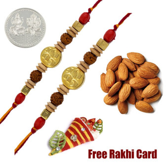 Set of 2 Om Rakhis with 50 grams Almonds - Canada