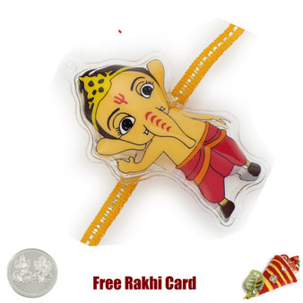 Bal Ganesha Rakhi with a Free Silver Coin - Canada Delivery