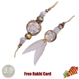 Elegant Bhaiya Bhabhi Rakhi Pair with a Free Silver Coin - Canada Delivery