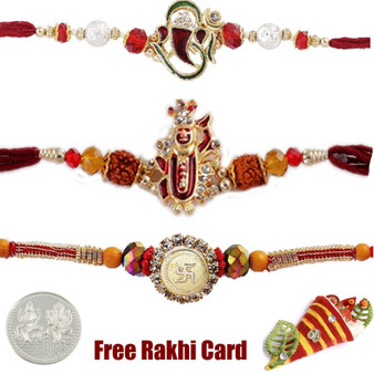 Jewelled Rakhi Set of 3 - UK Delivery