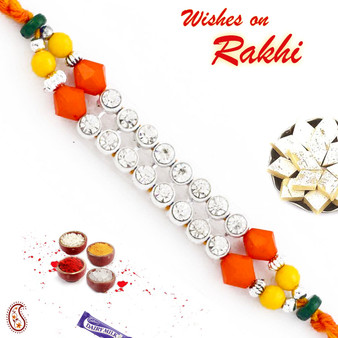 Wonderful Multicolor Beads & AD Studded Mauli Thread Rakhi - PRS1765
