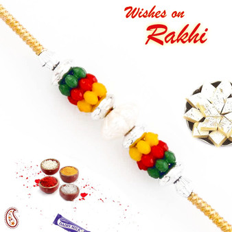 Multicolor Cluster Beads Thread Rakhi - PRS1769