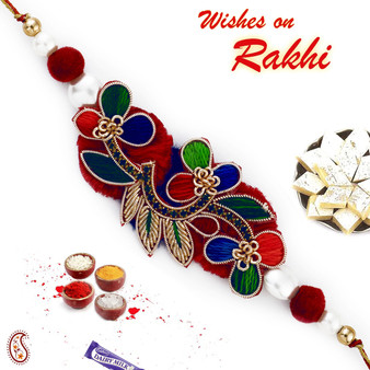Multicolor Beautiful Rakhi with Zardozi work - PRS17103