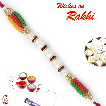 Multicolor Beads & White Pearl Rakhi - PRL17505