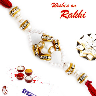 Charming AD Studded Pearl Rakhi - PRL17524