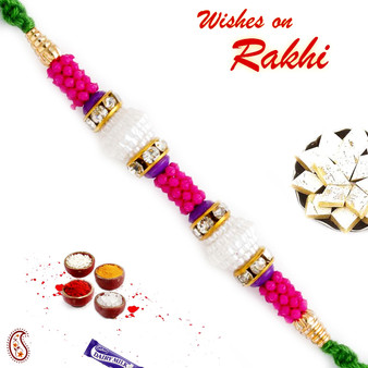 Pink Beads Embellished Pearl Rakhi - PRL17525