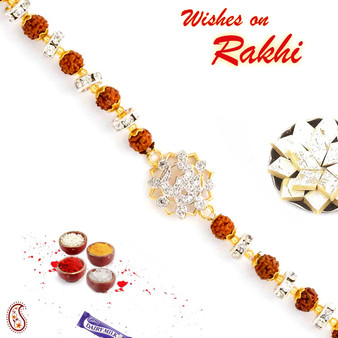 AD & Rudraksh Studded OM Bracelet Rakhi - BR17572