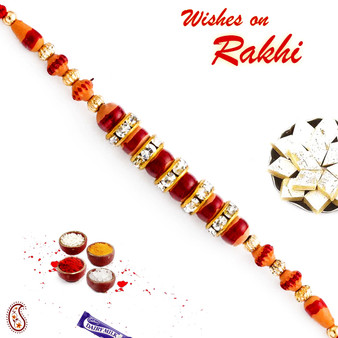 Brown & Red Beads Studded Designer Rakhi - RB17613
