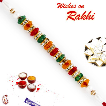 Multicolor Beads & AD Studded Designer Rakhi - RB17616