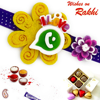 Whatsapp Logo on Floral Base Kids Rakhi - RK17745