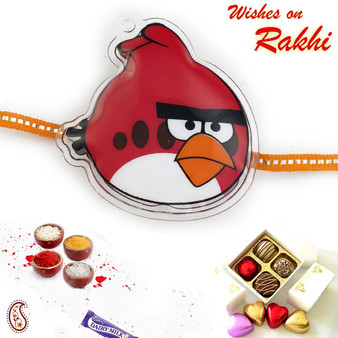 Red & Orange Angry Bird Kids Rakhi - RK17761