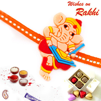 Cute Writing Ganesha Kids Rakhi - RK17783