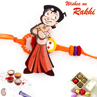 Sweet & Cute Chhota Bheem Orange Band Kids Rakhi - RK17808