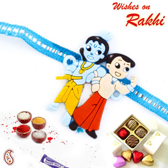 Blue Embellished Band Krishna & Balram Kids Rakhi - RK17812